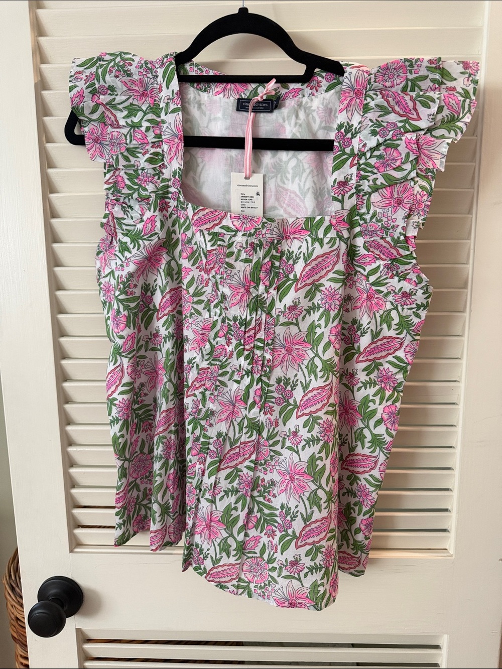vineyard vines Shiloh Square-Neck Ruffle Floral Top